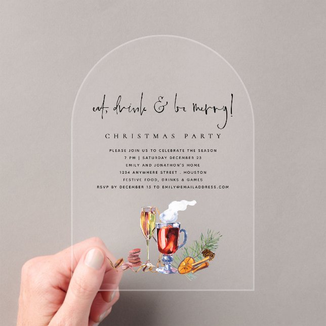 Essen Drink sei froh Weihnachten Acrylic Acryleinladungen (Insitu (Handheld))