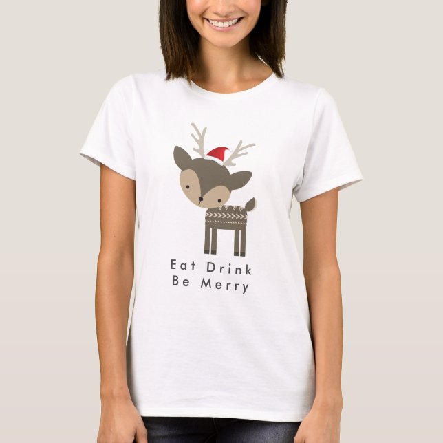 Essen Drink sei frohe Weihnachtsweih in roter Weih T-Shirt (Vorderseite)