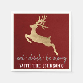 Essen Drink sei Merry Gold Rentier Burgundy Gray Serviette