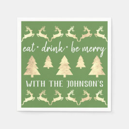 Essen Drink sei Merry Gold Rentier Grüne Ferien Serviette