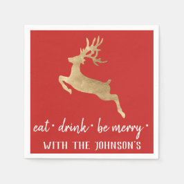 Essen Drink sei Merry White Gold Rentier Serviette