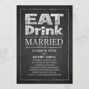 Essen Drink sei Verheiratete Funny Engagement Part Einladung
