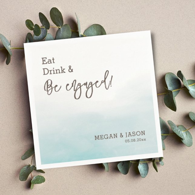 Essen Drink sei Verlobt Dusty Blue Engagement Part Serviette (Von Creator hochgeladen)