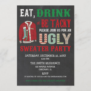 Essen Drink sei verrückt Ugly Sweater Weihnachts-P Einladung