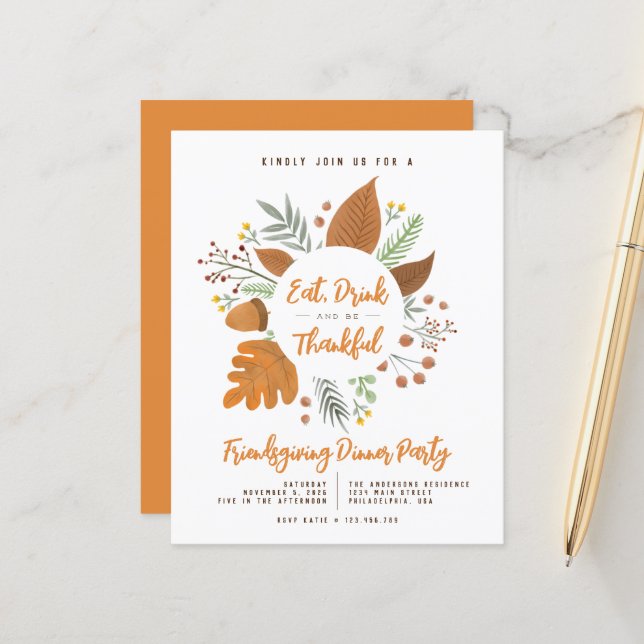 Essen Drink sein dankbar Freundliches Party (Vorderseite/Rückseite Beispiel)