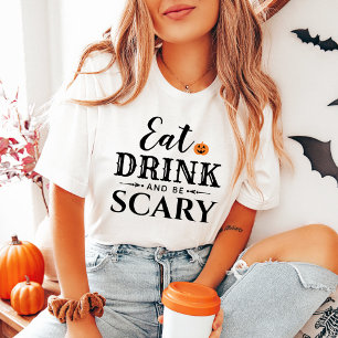Essen Drink und Beängstigend sein moderne Typograf Tri-Blend Shirt