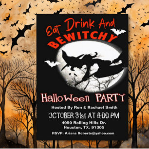 Essen Drink und bewitziges Halloween-Party Einladu Einladung