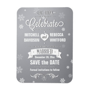 Essen Drink und feiern Wintergrauen Save the Date Magnet