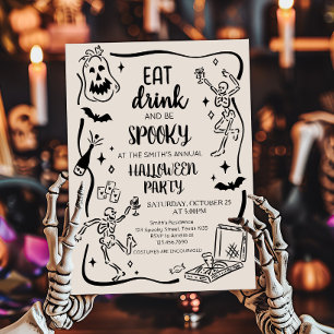 Essen Drink und leckeres erwachsenes Halloween-Par Einladung