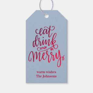 Essen Drink und sein Merry Red Ombre Script Blue G Geschenkanhänger