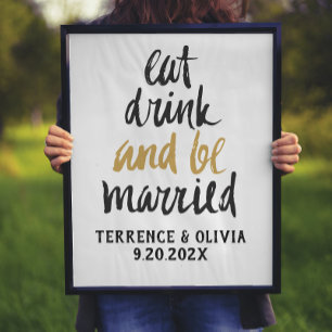 Essen Drink Verheiratete Personalisierte Hochzeit  Poster