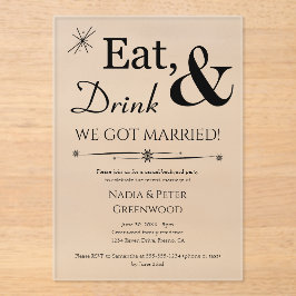 Essen Drink Wir Got Verheiratete Elopement Hochzei Acryleinladungen