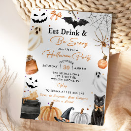 Essen Drinks und Beängstigend sein Halloween-Party Einladung