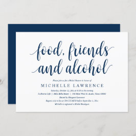 Essen, Freunde und Alkohol, modernes Brautparty in Einladung