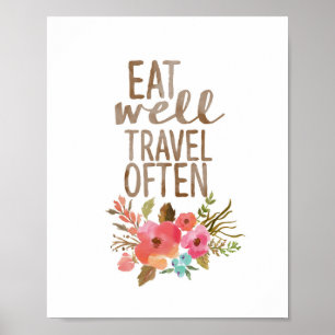 Essen gut reisen oft   Aquarellblume Poster