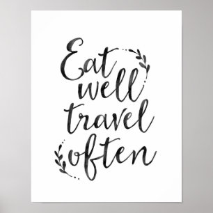 Essen gut Reisen oft Typografie Zitat Poster
