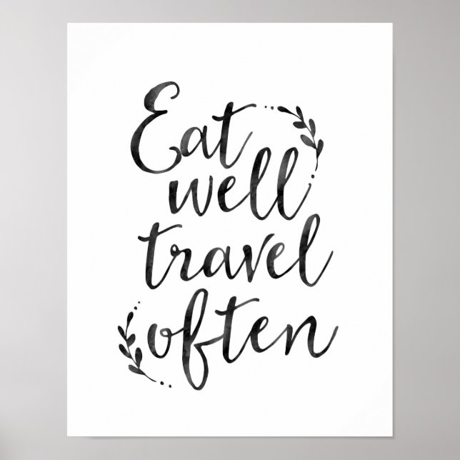 Essen gut Reisen oft Typografie Zitat Poster (Vorne)