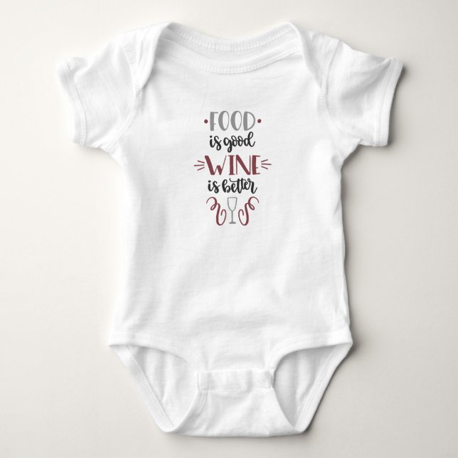 Essen ist gut Wein besser Baby Strampler (Vorderseite)