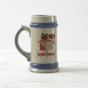 Essen ist mein überragender Rotkleid Mops Comic St Bierglas