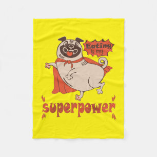 Essen ist mein überragender Rotkleid Mops Comic St Fleecedecke