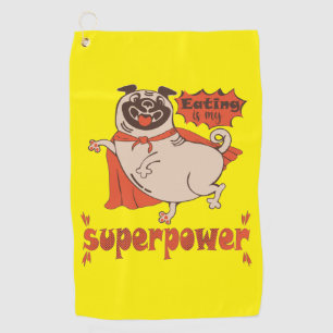 Essen ist mein überragender Rotkleid Mops Comic St Golfhandtuch