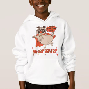 Essen ist mein überragender Rotkleid Mops Comic St Hoodie