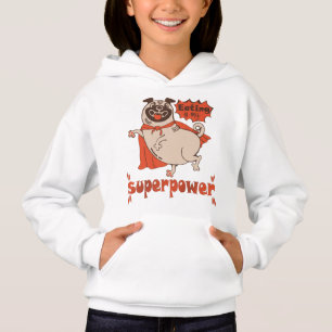 Essen ist mein überragender Rotkleid Mops Comic St Hoodie