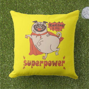 Essen ist mein überragender Rotkleid Mops Comic St Kissen