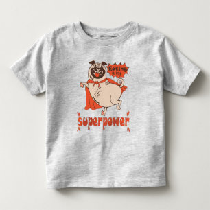 Essen ist mein überragender Rotkleid Mops Comic St Kleinkind T-shirt