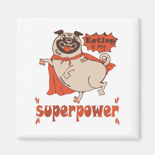Essen ist mein überragender Rotkleid Mops Comic St Magnet