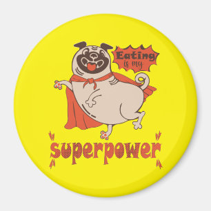 Essen ist mein überragender Rotkleid Mops Comic St Magnet