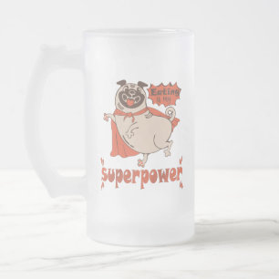 Essen ist mein überragender Rotkleid Mops Comic St Mattglas Bierglas
