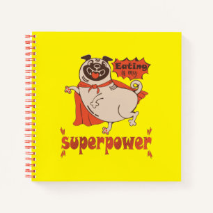 Essen ist mein überragender Rotkleid Mops Comic St Notizbuch