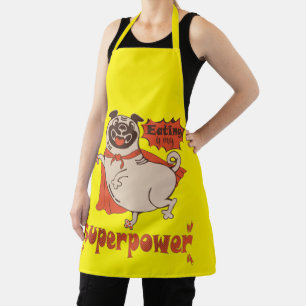 Essen ist mein überragender Rotkleid Mops Comic St Schürze