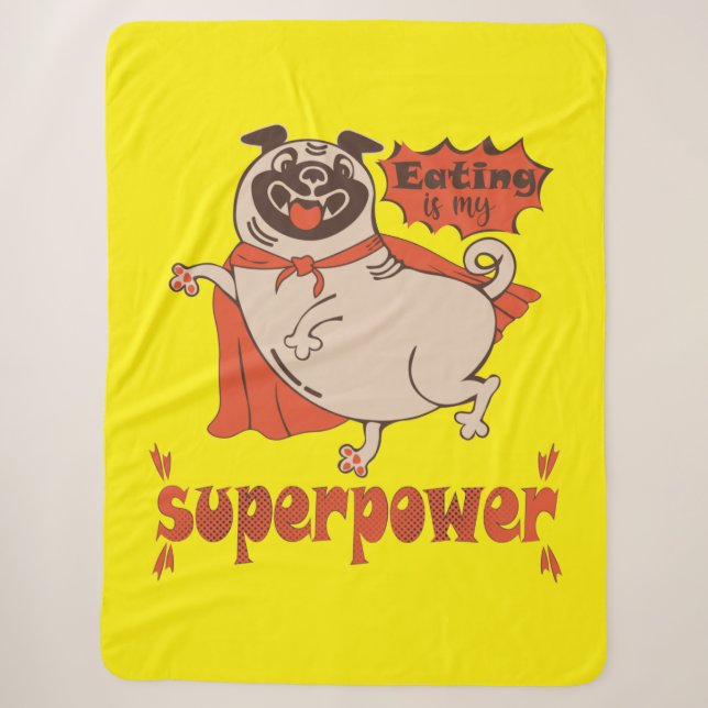 Essen ist mein überragender Rotkleid Mops Comic St Sherpadecke (Vorderseite)