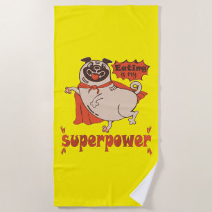Essen ist mein überragender Rotkleid Mops Comic St Strandtuch