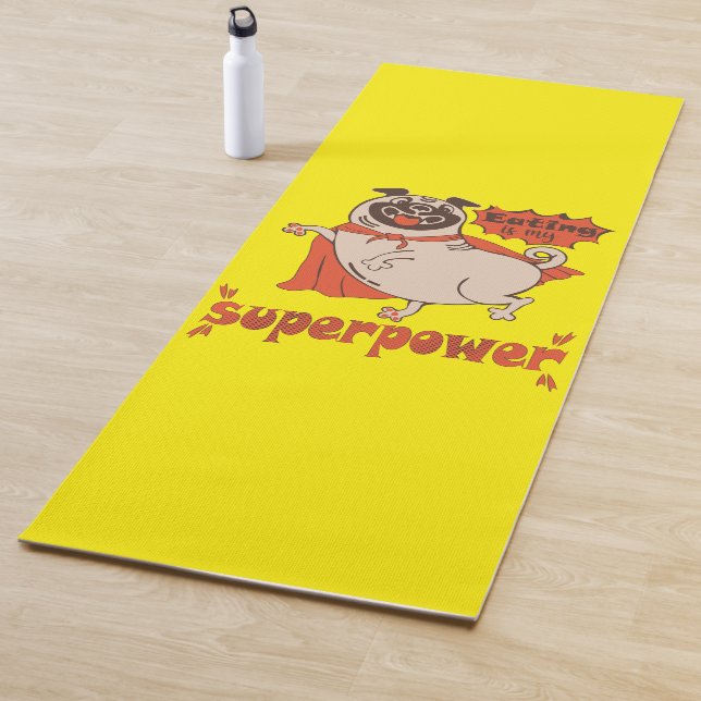 Essen ist mein überragender Rotkleid Mops Comic St Yogamatte (Beispiel)
