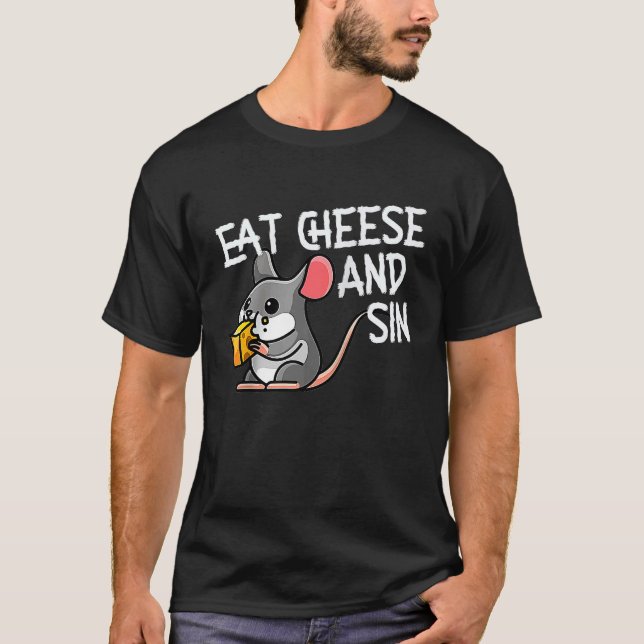 Essen Käse und Sin Rat Raglan Baseball T-Shirt (Vorderseite)
