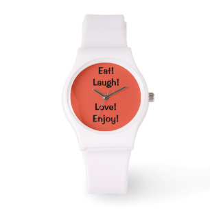 Essen! Lachen! Liebe...Zitat Sporty Silicon Watch Armbanduhr