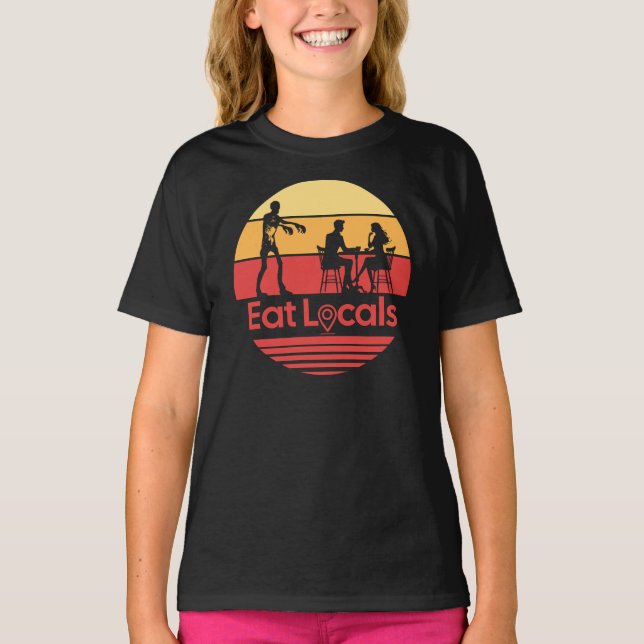 Essen Lokale Zombie Spaß T-Shirt (Vorderseite)