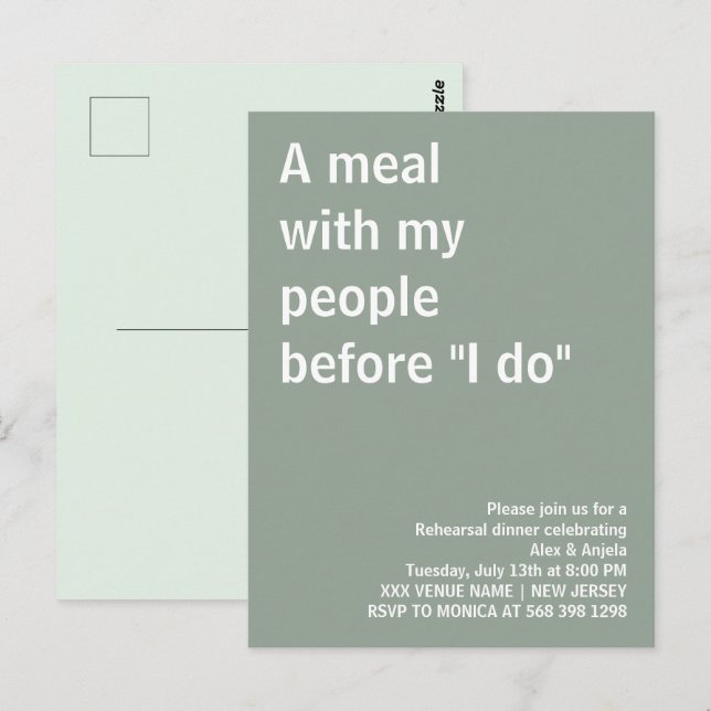 Essen mit meinen Leuten vor dem Probe Spaß Postkarte (Vorne/Hinten)