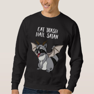 Essen Müll Hail Satan Raccoon Demon Occult Pentagr Sweatshirt