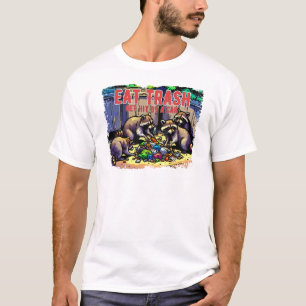 Essen Müll kommen durch Auto Funny Raccoon T-Shirt