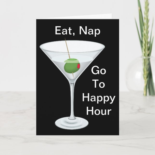 Essen Nickerchen gehen zu Happy Hour Martini Happy Karte (Vorderseite)