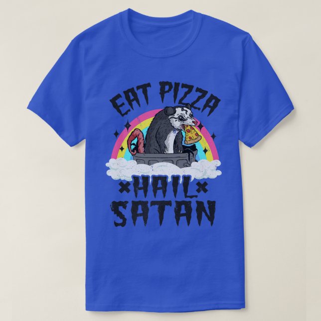 Essen Pizza Hail Satan Opossum Punk Band Death Met T-Shirt (Design vorne)
