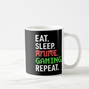 Essen Schlaf Anime Gaming Wiederholen Lustig Gamer Kaffeetasse