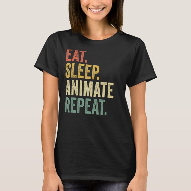 Essen Schlaf animieren Wiederholung Animation Anim T-Shirt (Vorderseite)