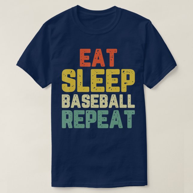 Essen Schlaf Baseball Cooler Spieler Trainer Cool  T-Shirt (Design vorne)
