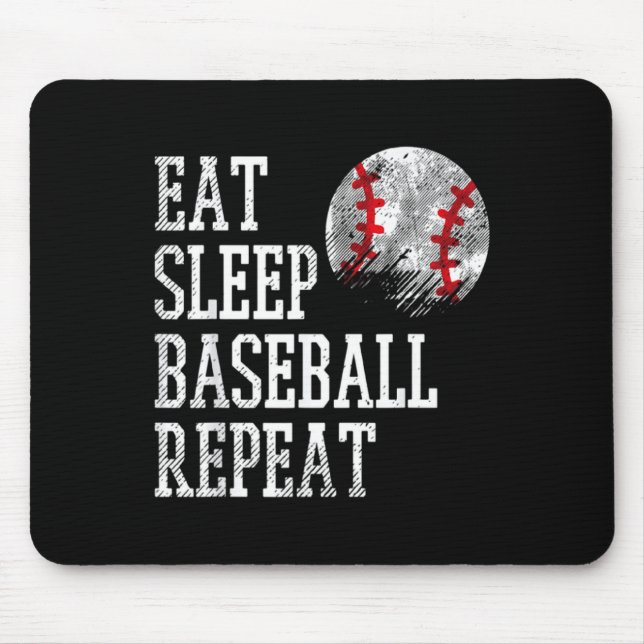 Essen Schlaf Baseball Wdh. Coach Team Spieler Männ Mousepad (Vorne)