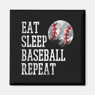 Essen Schlaf Baseball Wiederholen Coach Team Spiel Magnet